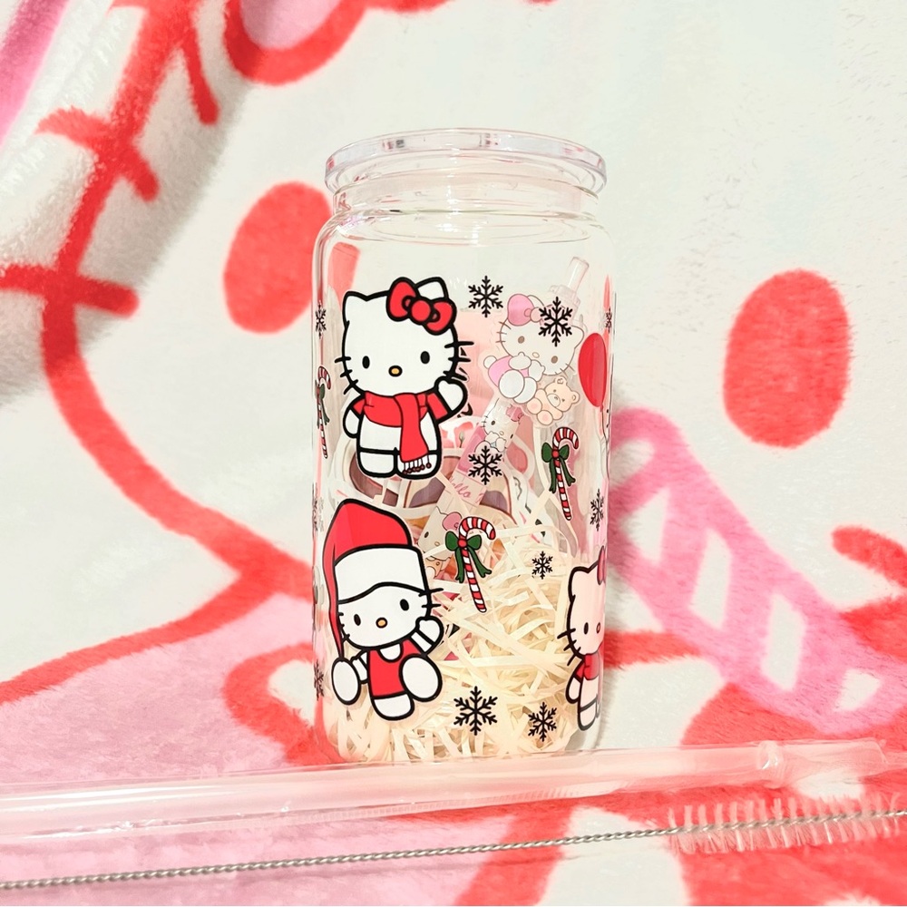 Sanrio Hello Kitty Holiday Christmas Glass Cup with Goodies
